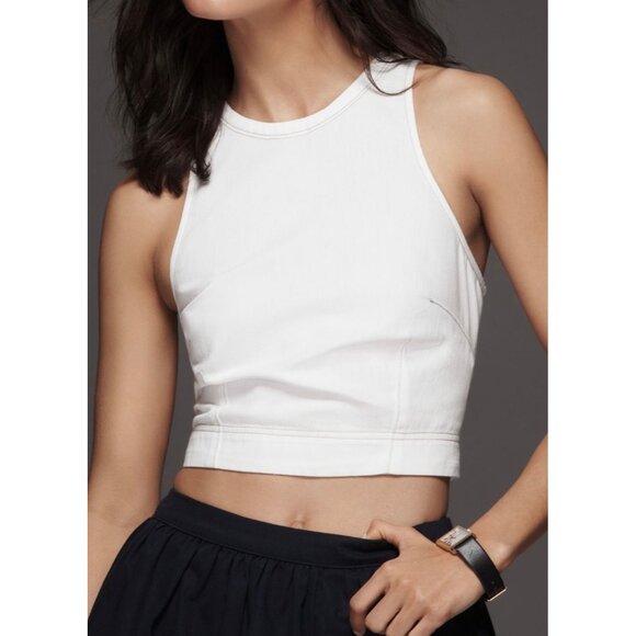 Anthropologie Womens Halter Vest Top Bow Back Size XL Ivory - Picture 3 of 7